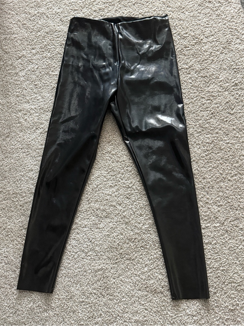**NEW**  Black Faux Patent Leather Women’s High-Waist Jeans